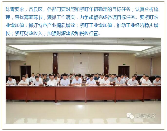 陳青在市政府全體會議上強調(diào)：緊盯一個目標抓好九大任務(wù)落實強化三項保障，確保全市經(jīng)濟社會持續(xù)快速發(fā)展